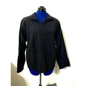 Eileen Fisher Jacket Womens Medium Black Full Zip Long Sleeve Washable Crepe